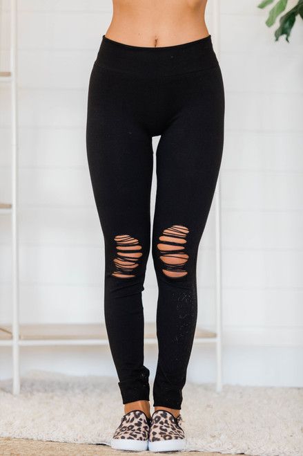 Turn It Up Skinny Distressed Leggings | The Pink Lily Boutique