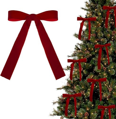 Lightning Deals of Today 12PCS Red Velvet Bows for Christmas Tree Decorations Wreath Garland Velvet Bows with Twist Tie Christmas Bow Ornament Wreath Crafts Bows Xmas Tree Ribbon Hanging Bows | Amazon (US)
