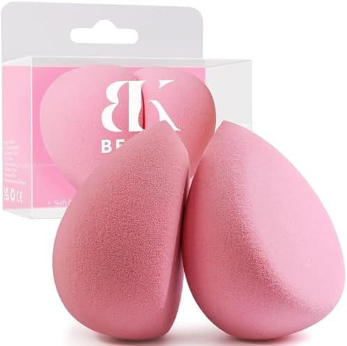 BEAKEY Flat Duo Patented Makeup Sponge Set of 2, Latex Free Pink Beauty Sponge for Foundation and... | Amazon (US)