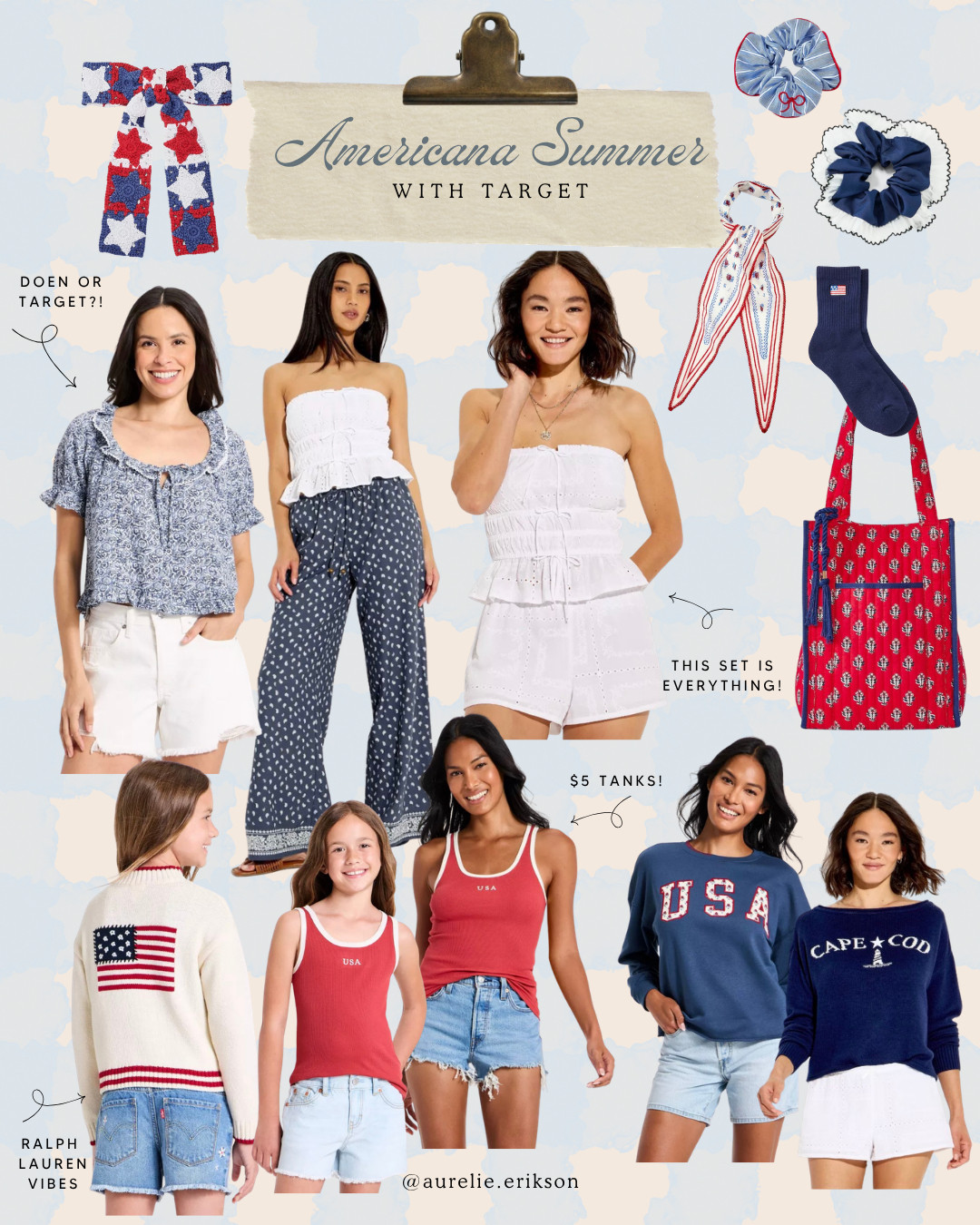 🇺🇸✨ Americana-Inspired Target Finds ❤️🤍💙
Classic Americana style with the cutest Target fashion + accessories 🇺🇸✨ Red, white & blue favorites, vintage-inspired vibes, effortless summer style & patriotic staples perfect for all your summer plans ☀️🤍 #TargetFinds #AmericanaStyle #PatrioticStyle #SummerFashion #FourthOfJulyStyle 

 #LTKootd #LTKSeasonal #LTKKids