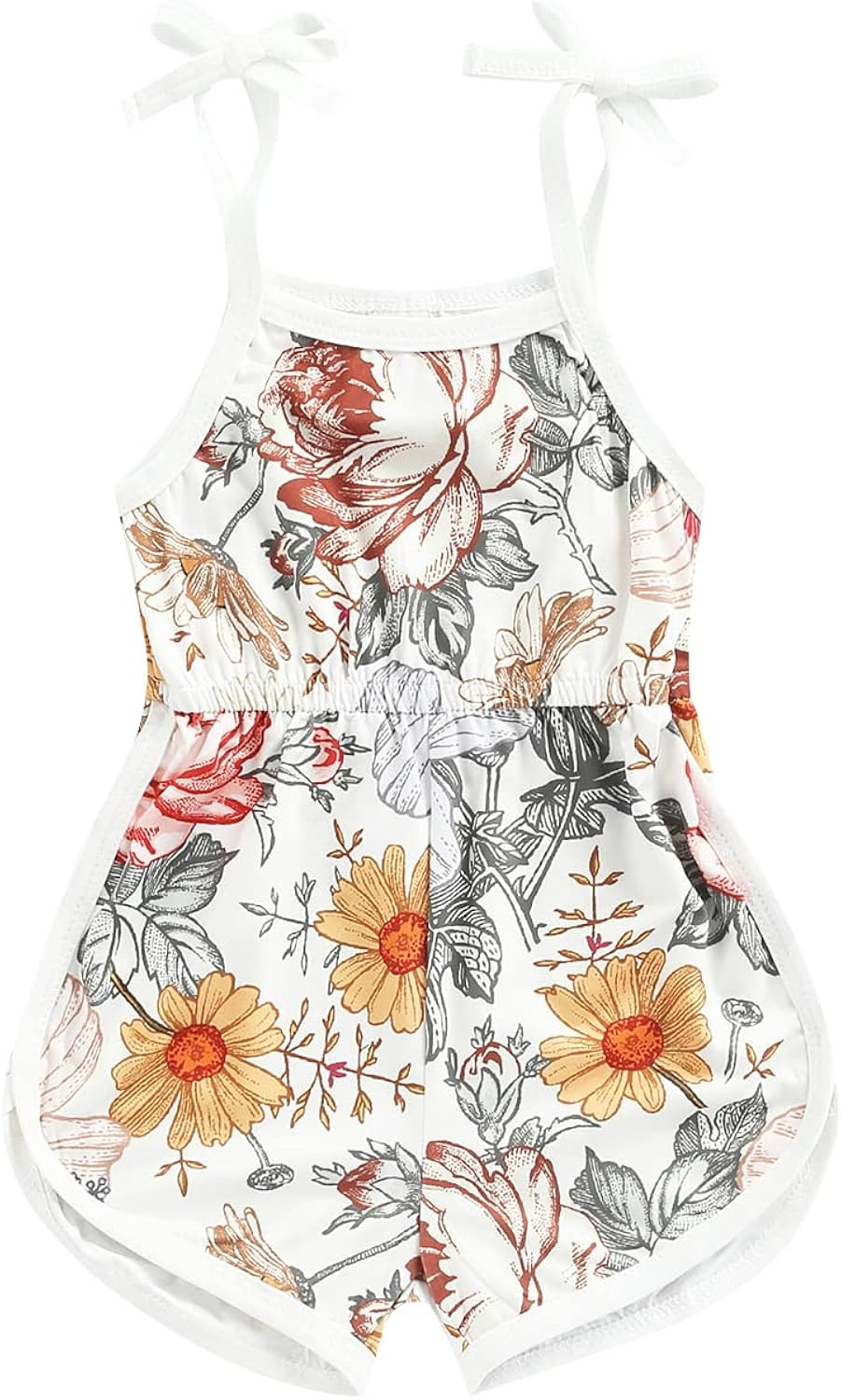 Newborn Baby Girl Clothes Romper Floral Sleeveless Tie-Up Spaghetti Strap Halter Jumpsuit Infant ... | Amazon (US)