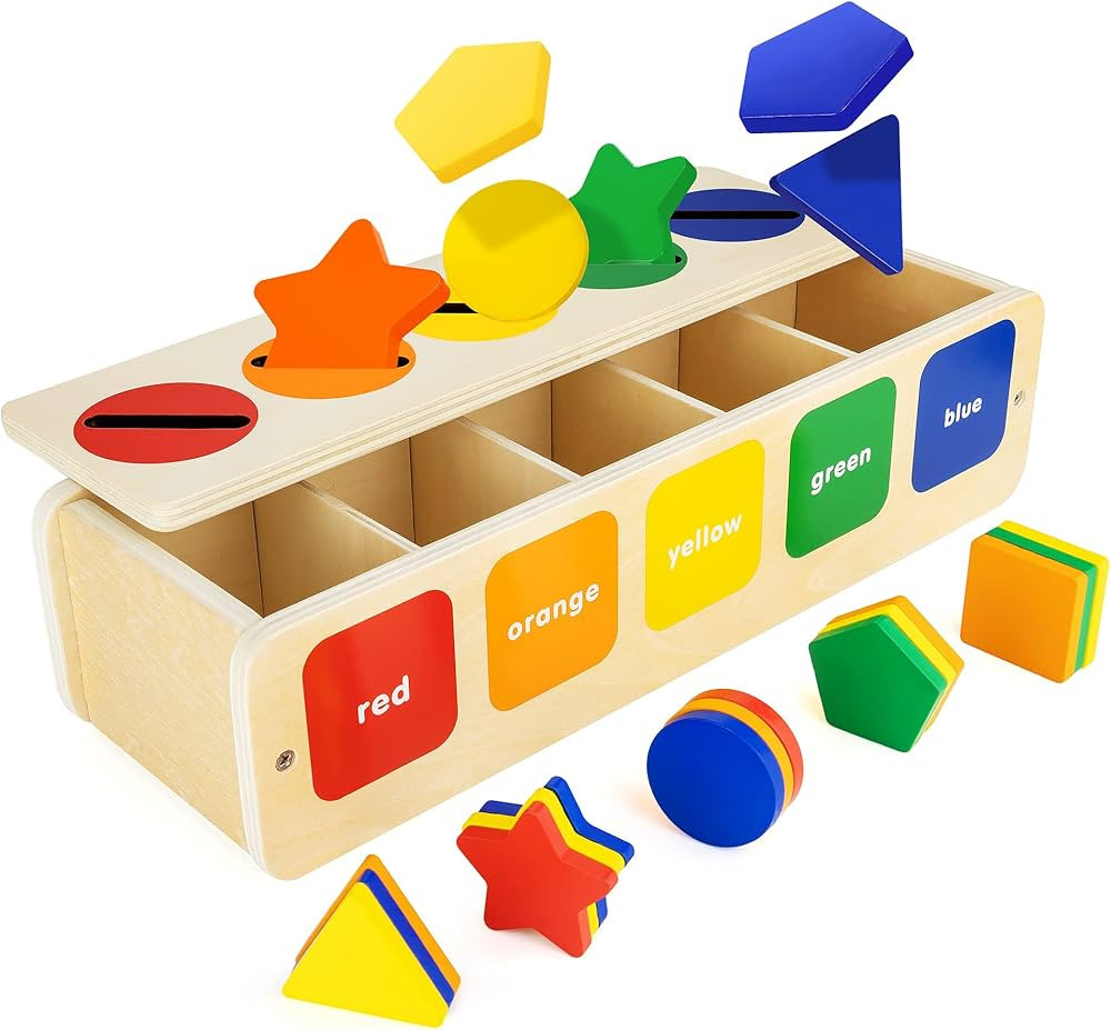 Lynncare Toddlers Montessori Wooden Toy for 1 2 3 Year Old Boys Girls, Shape Sorting and Color Ma... | Amazon (US)