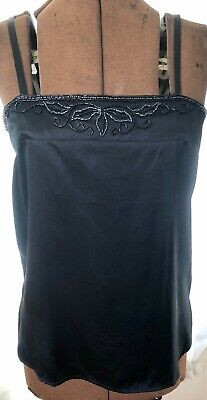 VINTAGE CHRISTIAN DIOR BLACK SILK SATIN BEADED CAMISOLE TANK TOP  | eBay | eBay US