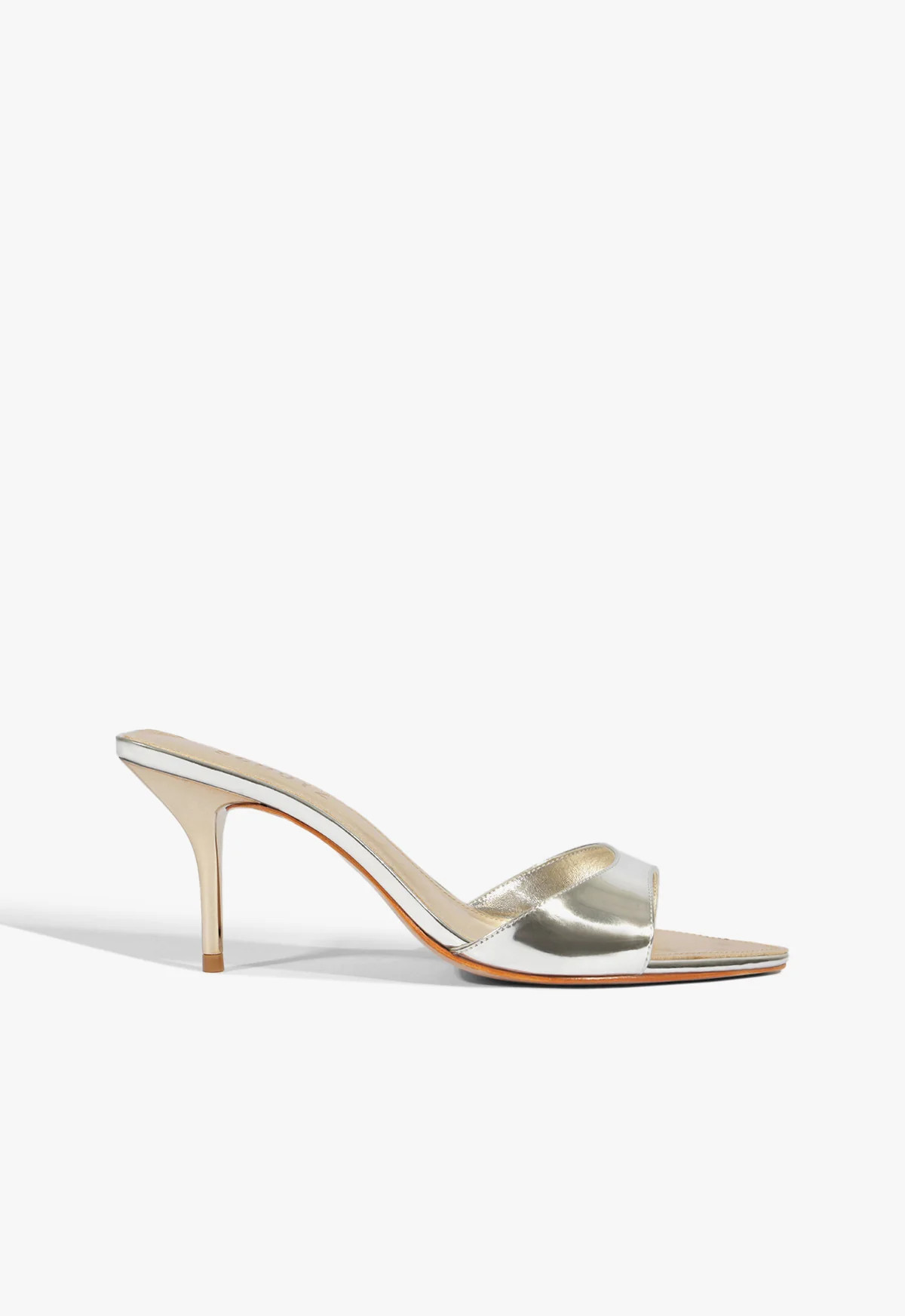 Elodie Silver Mid Stiletto Heel Sandal | SCHUTZ | Schutz (US)