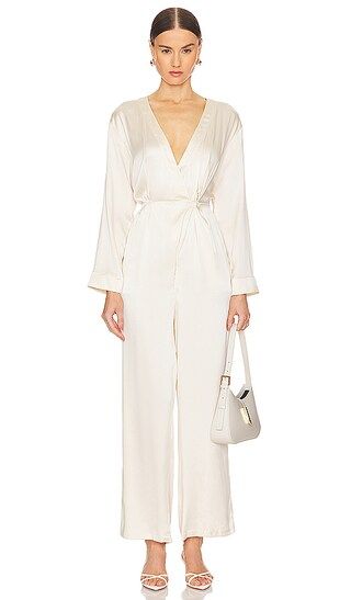 Silk Long Sleeve Jumpsuit in White | Revolve Clothing (Global)