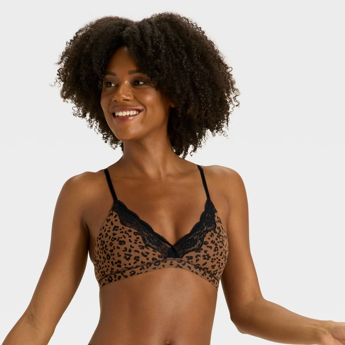 Women's Luxury Collection Luxe Stretch Unlined Triangle Bralette - Auden™ Leopard Print | Target
