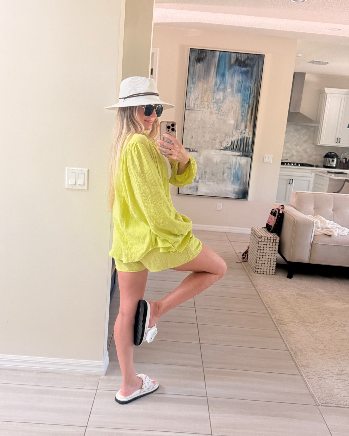 Summer beach/pool Outfit of the day. 
Green set is 100% cotton. Super cute and comfy. Wearing size S in both.

#LTKootd #LTKTravel #LTKSwim