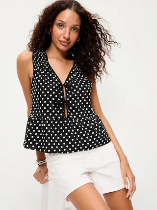 Tie-Front Peplum Tank Top | Old Navy (US)