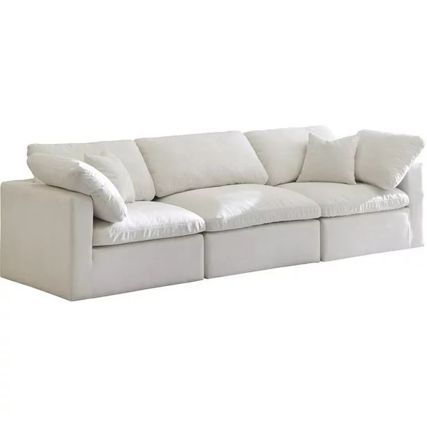 Meridian Furniture Plush Standard Cream Velvet Modular Sofa | Walmart (US)