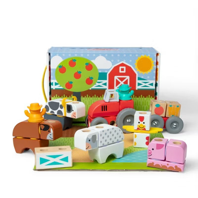Melissa & Doug Blockables Farm Snap And Play, Mix And Match Connectable Wooden Building Blocks Play Set - 56Pc | Target