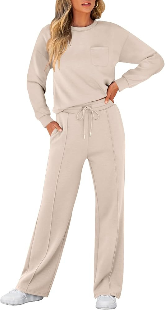 ANRABESS Women 2 Piece Set Long Sleeve Sweatsuit Sweatpants Tracksuit Sweat Casual Matching 2024 ... | Amazon (US)