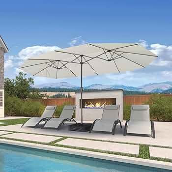 PURPLE LEAF 15ft Patio Market Umbrella with Base Included Double-Sided Rectangle Outdoor Umbrella... | Amazon (US)