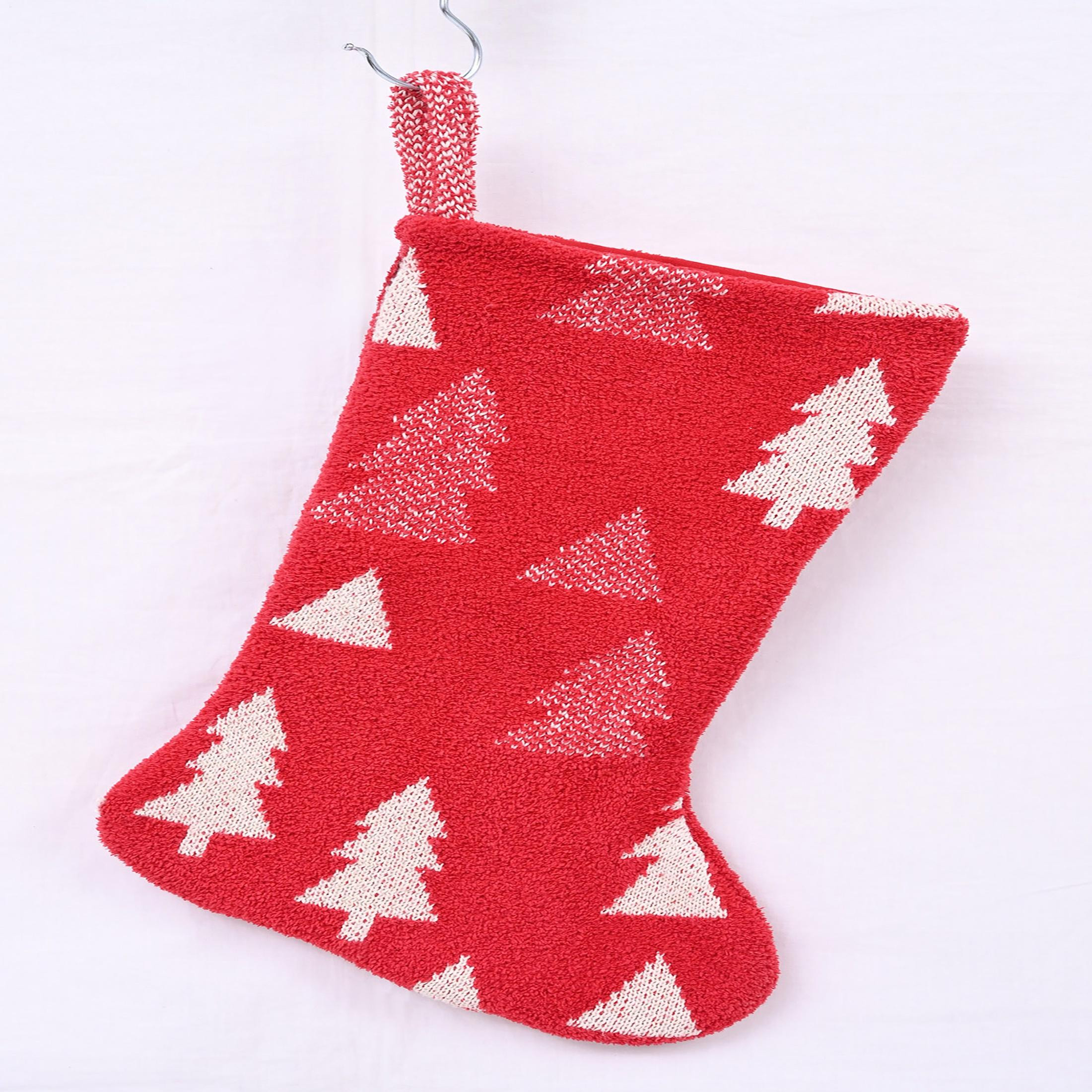 Holiday Time 7.5"X21" Tree Fuzzy Red Christmas Stocking | Walmart (US)