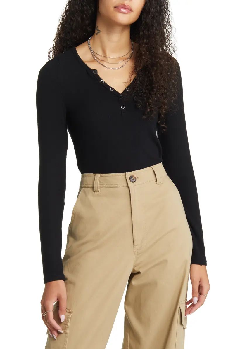 Women's Long Sleeve Rib Henley | Nordstrom