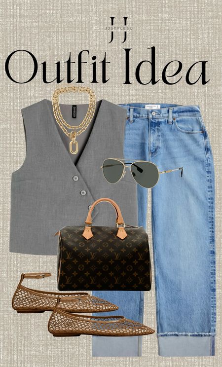 𝒮𝓊𝓃𝓂𝑒𝓇 𝒪𝓊𝓉𝒻𝒾𝓉 𝐼𝒹𝑒𝒶
vest, cuff jeans, mesh flats, aviator sunnies, chunky necklace, Louis Vuitton classic bag 

summer outfit, spring outfit, trending, trendy, ontrend, stylish, ootd, grwm, handbag, amazon, suit vest, cuff jeans, summer fashion, spring fashion 

#LTKShoeCrush #LTKOver40 #LTKSeasonal