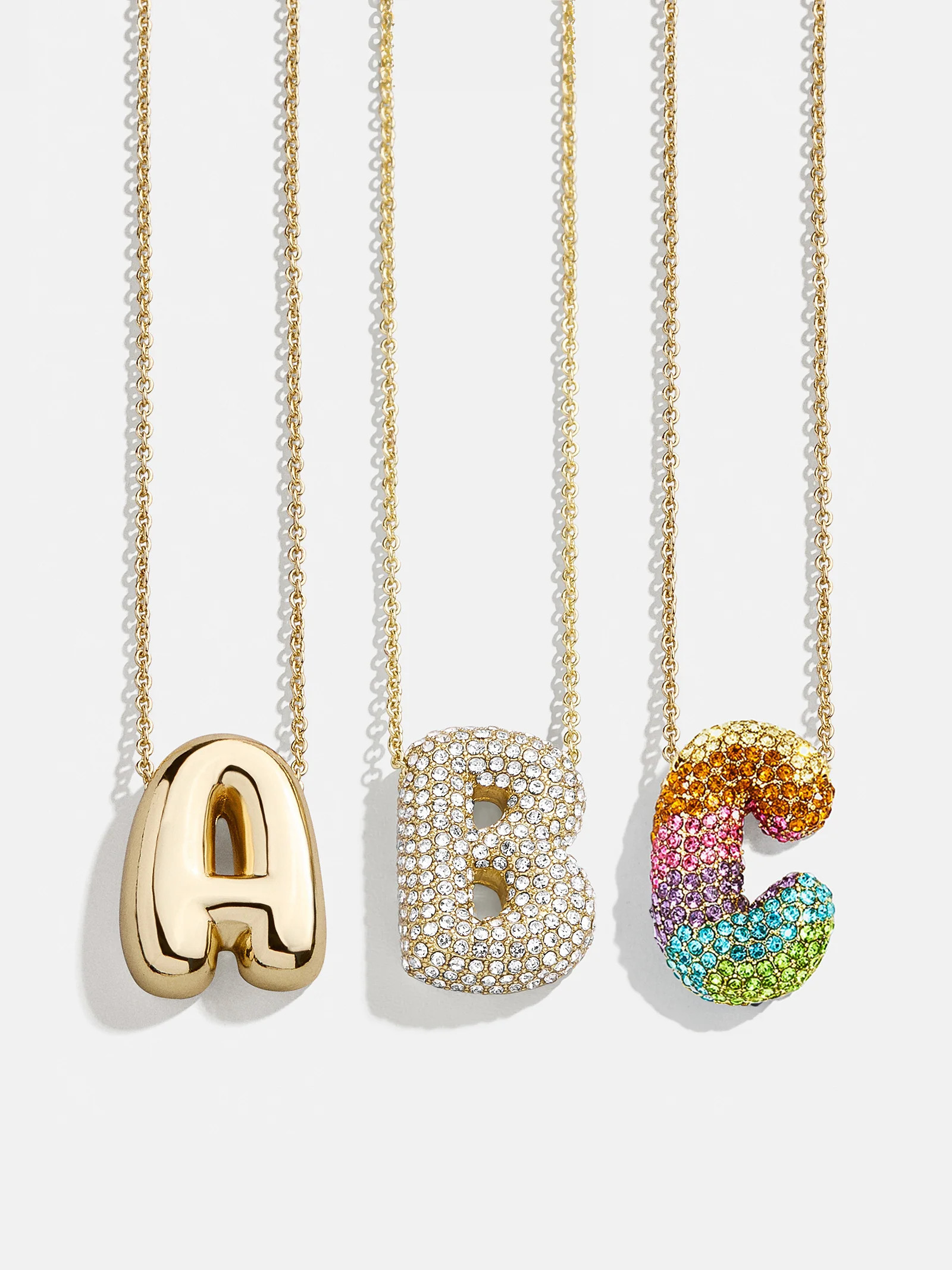 Kids’ Bubble Initial Necklace - Gold/Pavé | BaubleBar