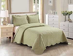 Home Collection 3pc King/Cal King Over Size Elegant Embossed Bedspread Set Light Weight Solid Sag... | Amazon (US)