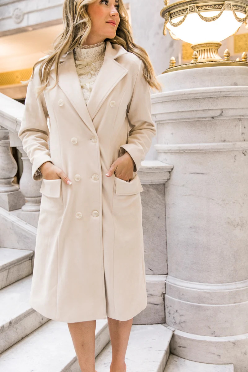 Tabitha Coat in Cream Suede | Ivy City Co