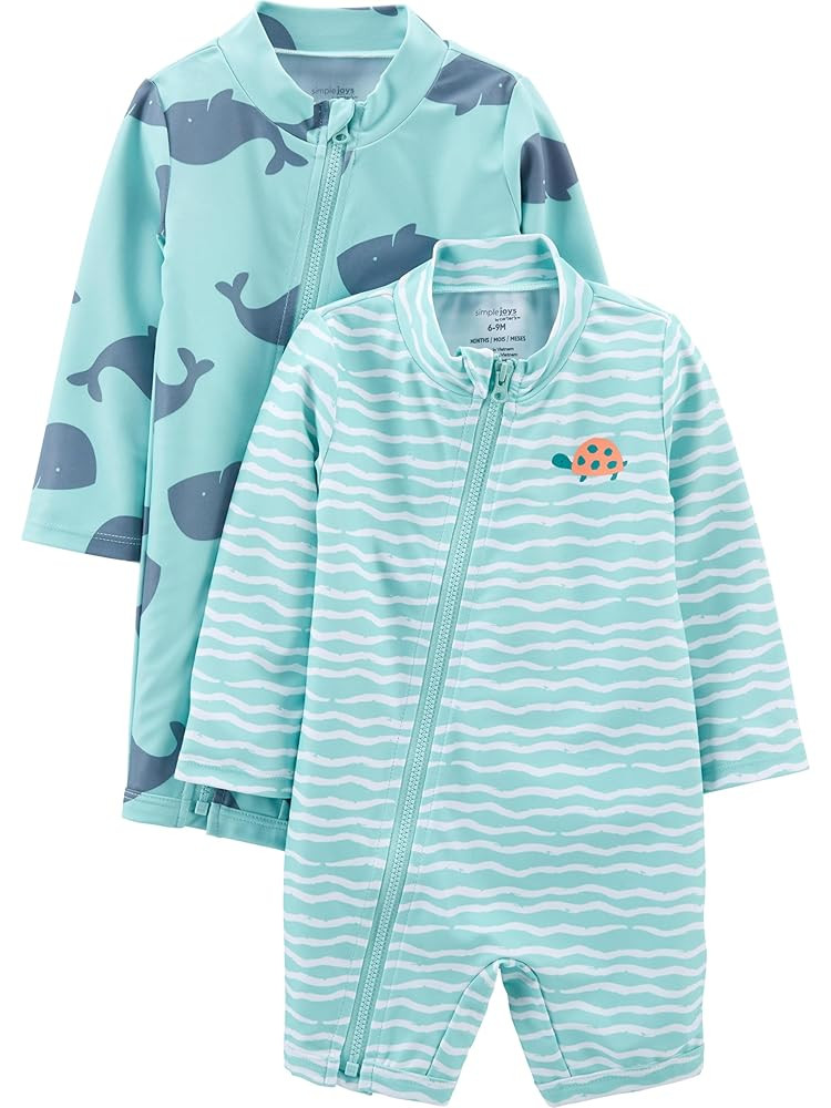 Simple Joys by Carter's Boys' 2-Pack 1-Piece Zip Rashguards | Amazon (US)