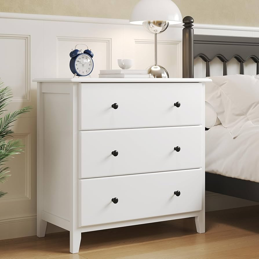 Hasuit White Dresser for Bedroom, 27.5''W Dresser with 3 Drawers, Modern Chest of Drawers, Large ... | Amazon (US)