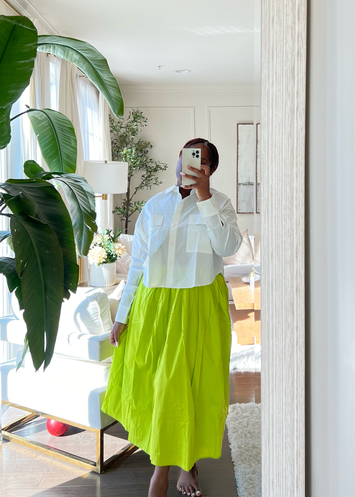 New arrivals for Spring and summer at Walmart . Walmart Fashion , Walmart style , Walmart finds , aline skirt, white shirts , crop top shirt , green skirt, lime green skirt, neon skirt , neon trend 