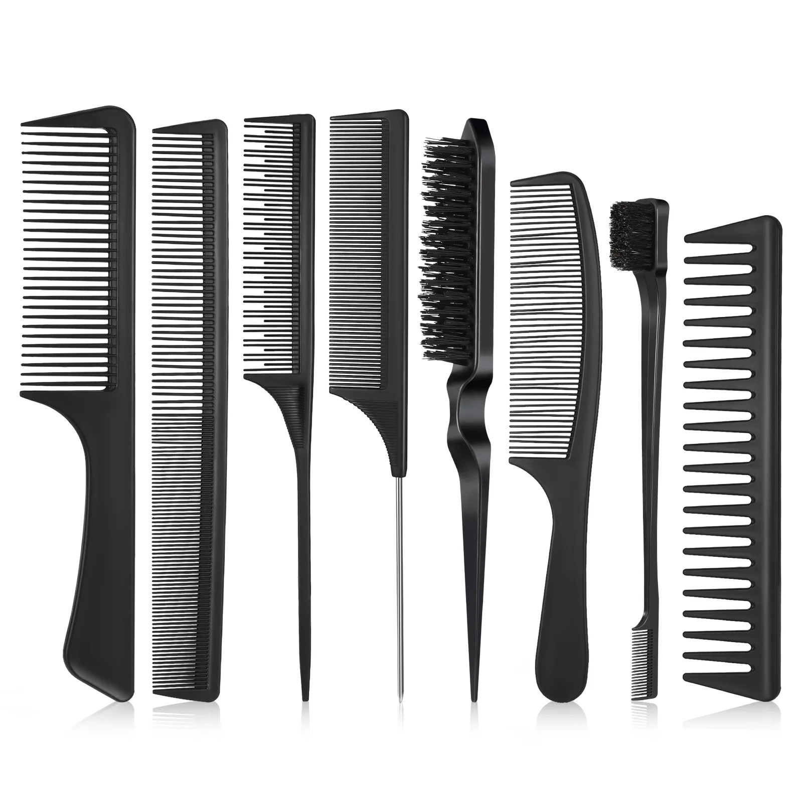 AOWOO 8Pcs Hair Styling Combs Set, Include Bristle Hair Brush, Grooming Comb, Sturdy Rat Tail Com... | Walmart (US)
