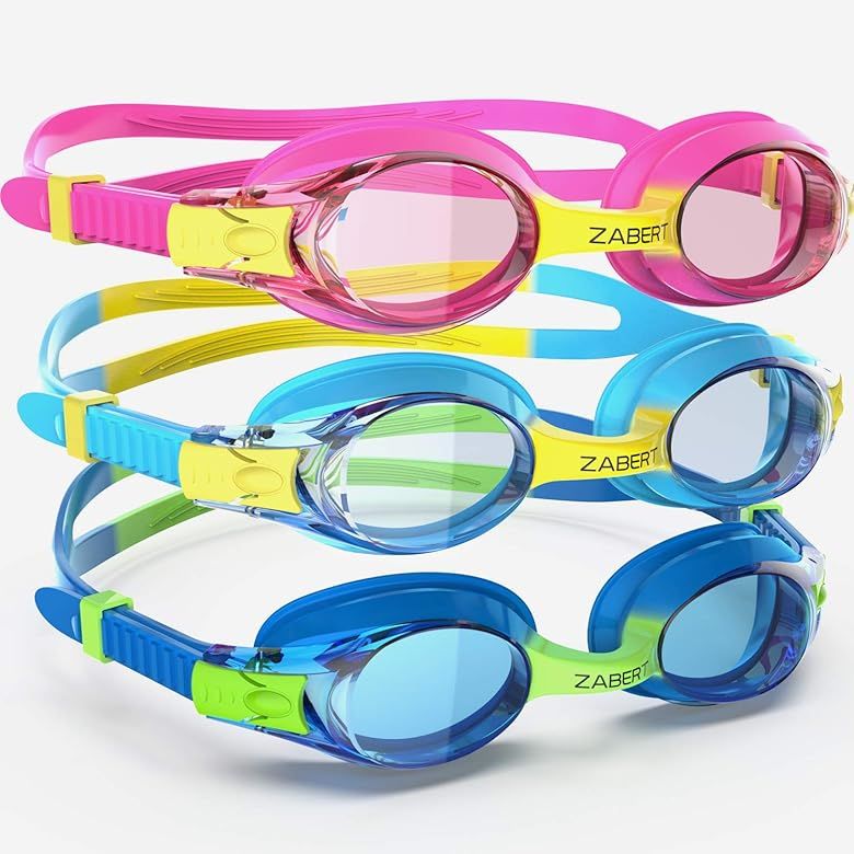 ZABERT 3 Pack Kids Goggles for Swimming, Anti-fog 100% UV Protection , for Kids Age 3-14 | Amazon (US)