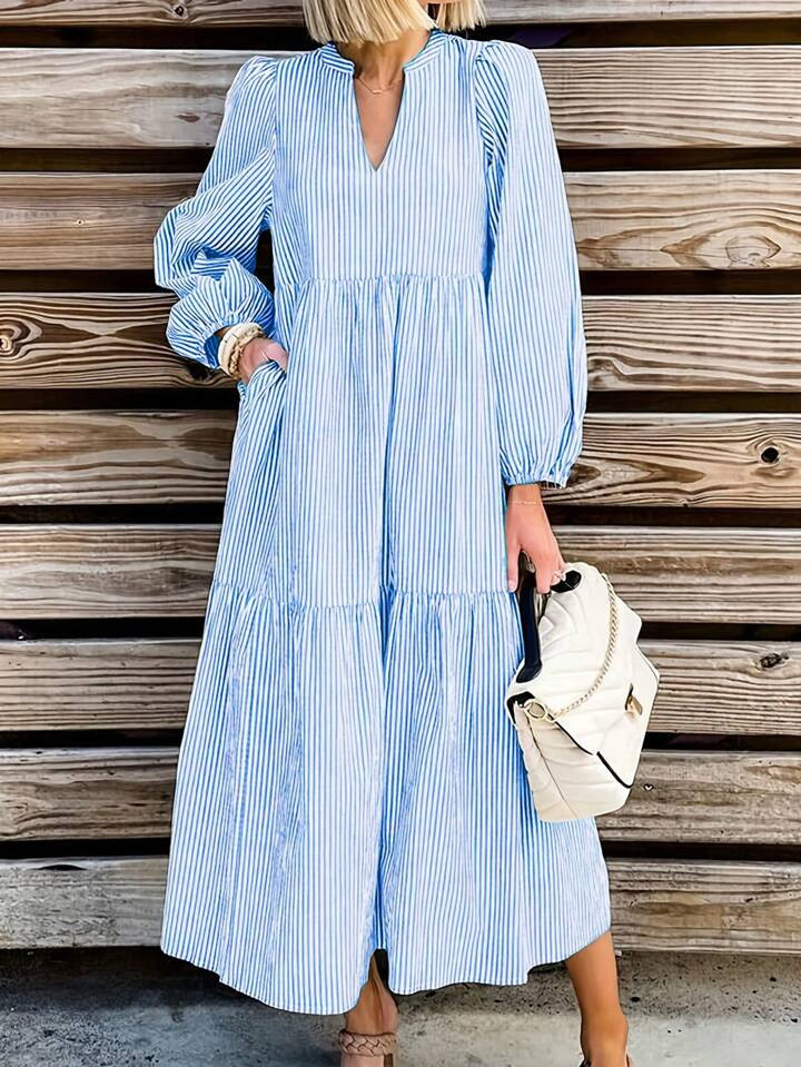 SHEIN LUNE Women's Striped Printed Simple Daily Dress | SHEIN