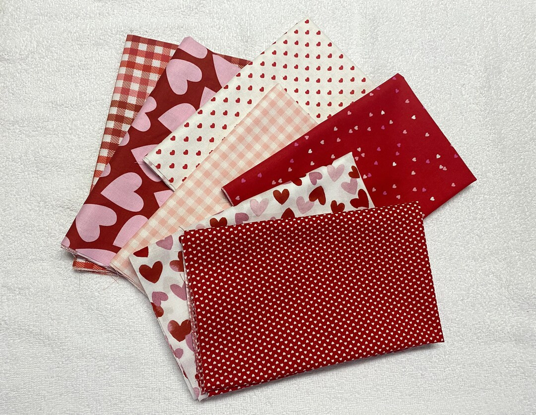 Valentine Fabrics Fat Quarter Bundle Set of 7. Heart Print Fabric for Sewing. Red Pink Fabric for... | Etsy (US)