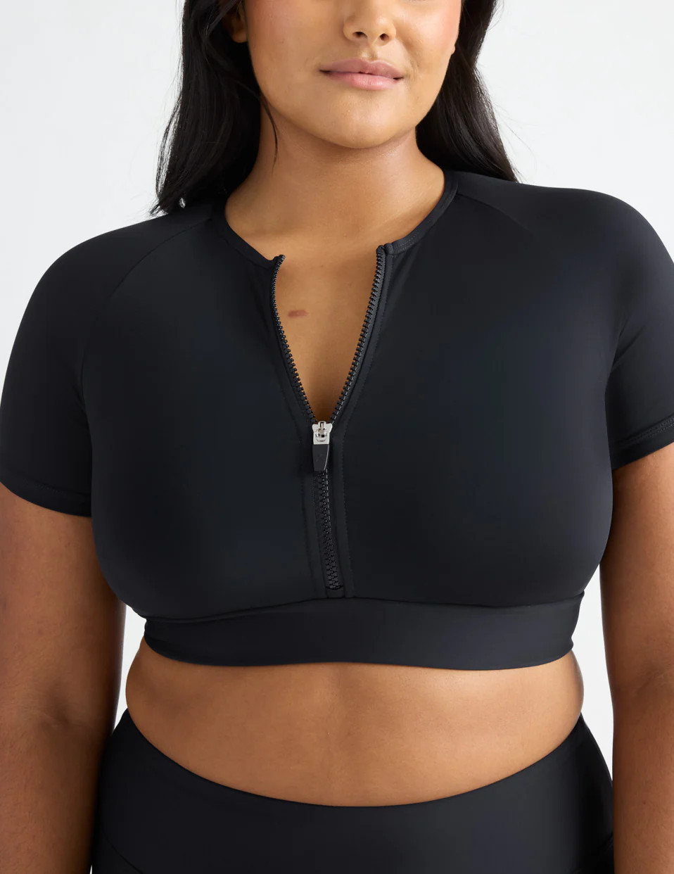 Short Sleeve Zip Cropped Swim Top | Knix