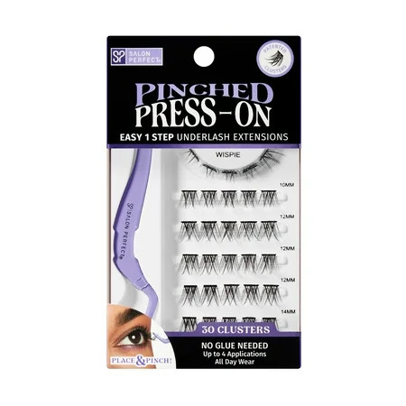 Salon Perfect Pinched Press On Pre-Glued Underlash Fake Lashes False Eyelash Extensions Kit Wispie Black 30 Clusters | Walmart (US)