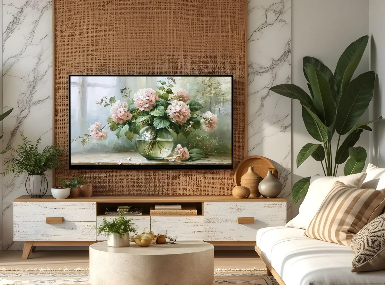 Pink Hydrangea Frame TV Art, Floral Vintage Oil Painting Samsung TV Screensaver | Etsy (Global)