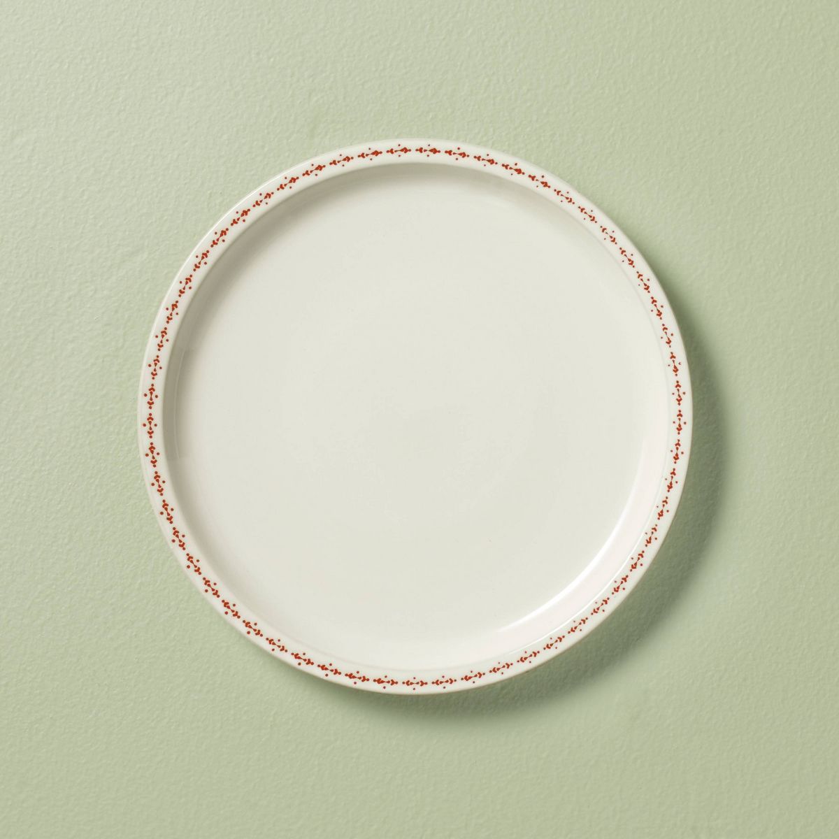 8.5" Nordic Christmas Trim Stoneware Salad Plates Cream/Red - Hearth & Hand™ with Magnolia | Target