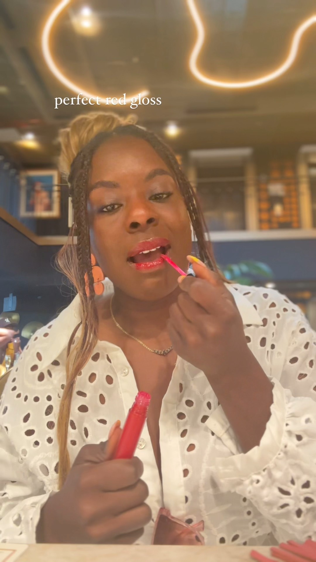 My fave red gloss, Pat McGrath Labs LUST: Gloss in Blood 2, is sadly discontinued BUT I have tons of options on my LTK. Shoutout to my homegirl for the perfect entrance—her timing was divine! If you love a red lip that stays glossy and never misses, comment SHOP below to receive a DM with the link to this post on my LTK ⬇ https://liketk.it/5kx9C 
#ltkbeauty 
#PatMcGrathLabs
#RedLipstickGoals
#GlossyLips
#MakeupForBlackWomen
#Over30Beauty
#NYCBeauty
#BlackGirlLuxury

#LTKBeauty