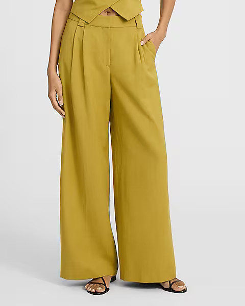 Linen-Blend High Waisted Relaxed Trouser | Express
