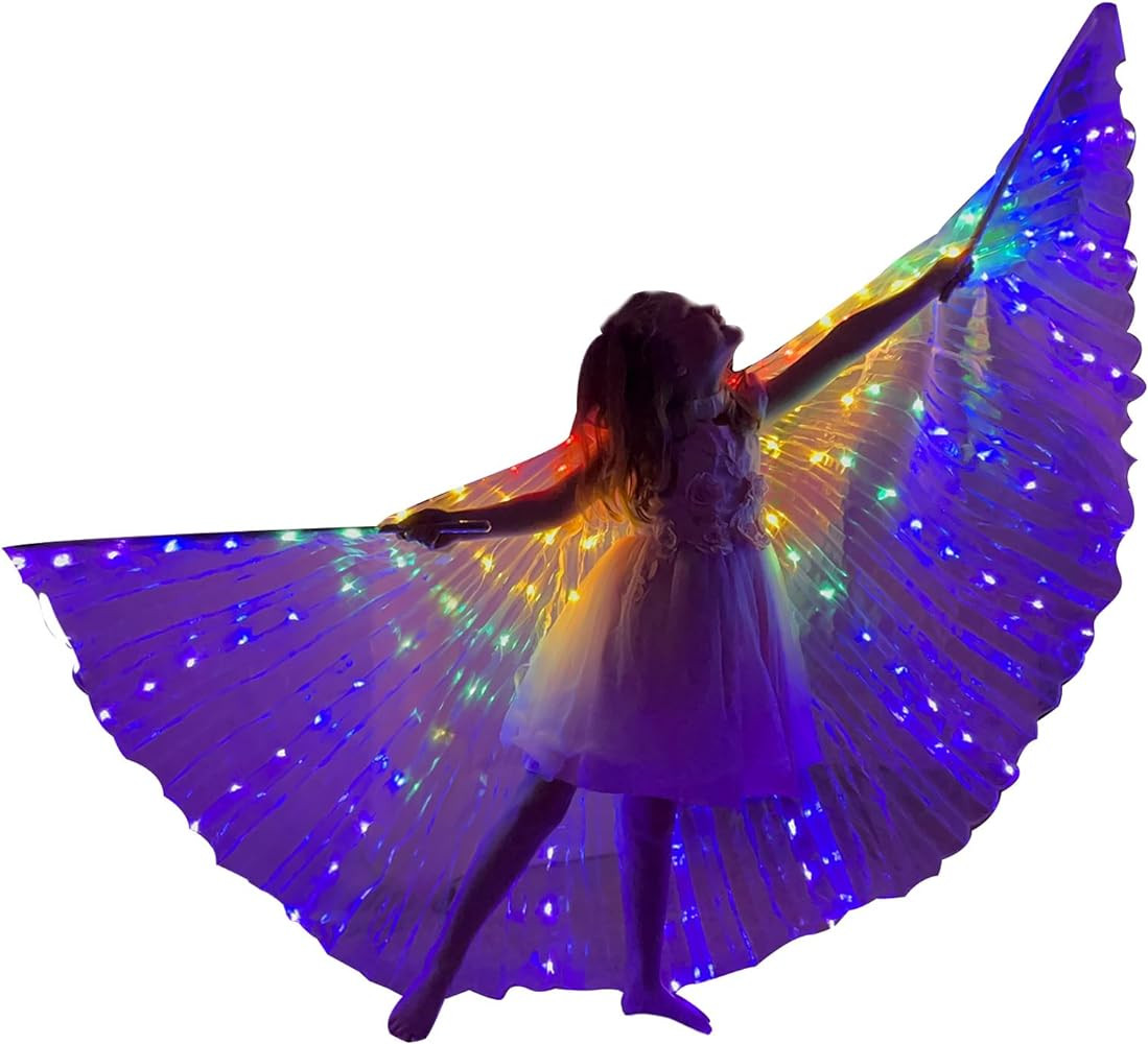 Kids Belly Dance Wings LED Butterfly Wings Luminous Light Up Girls Costumes for Stage Show Hallow... | Amazon (US)
