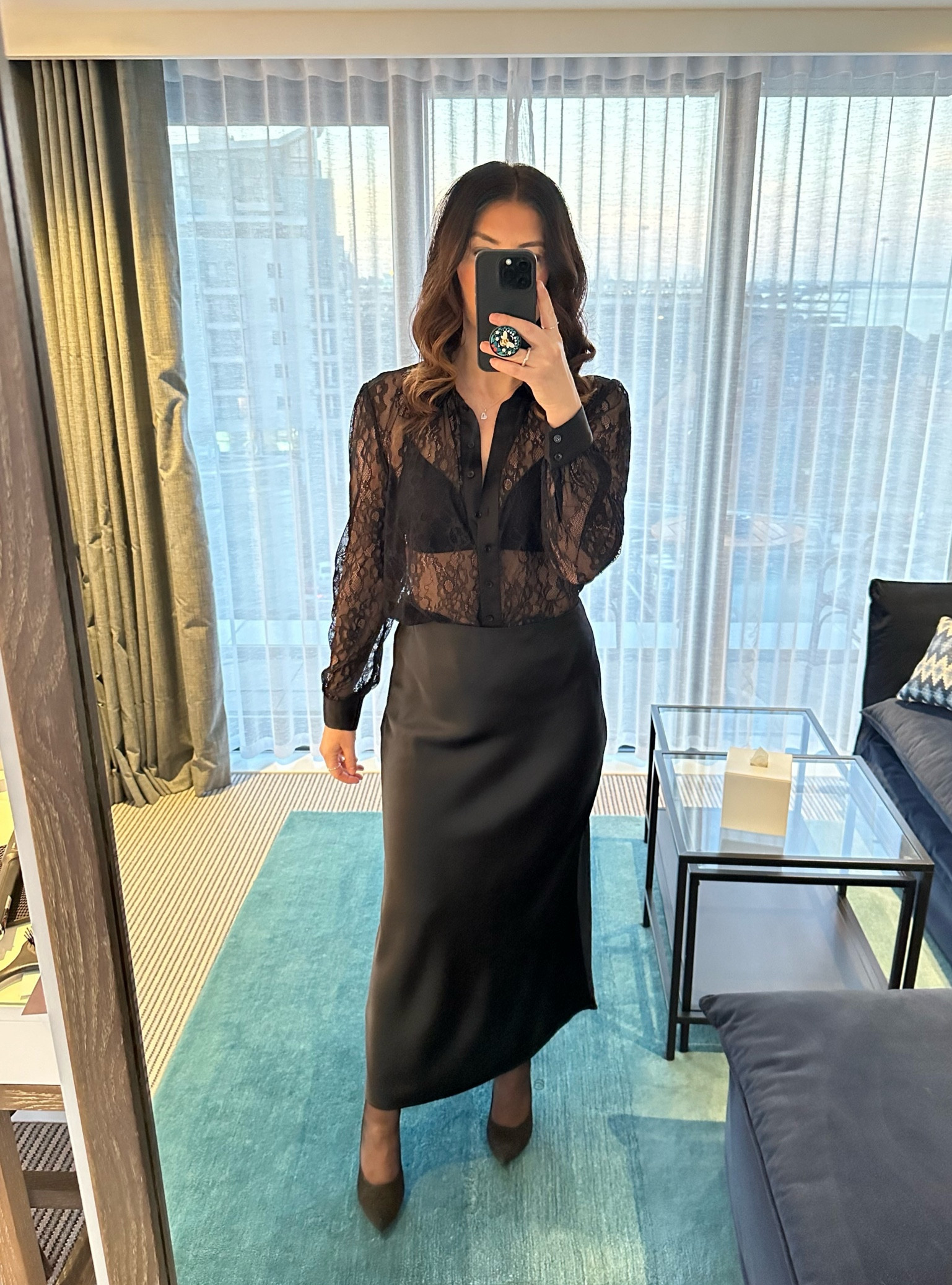 Pour moi, Jd williams, Very, Daniel footwear, transitional outfit, transitional style, lace shirt, lace button up shirt, black lace top, satin skirt, midi skirt, black satin skirt, suede pumps, court shoes, black suede heels, black outfit, evening outfit, date night outfit, date night outfit ideas, style inspiration 

#LTKstyletip #LTKSeasonal #LTKeurope