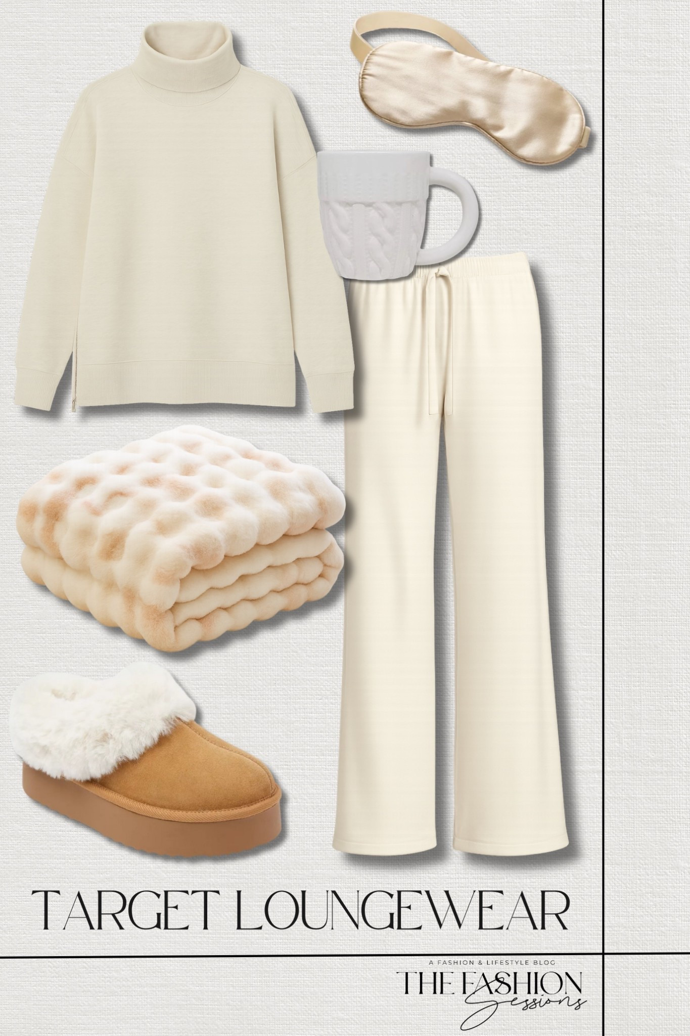 Target has been dropping new loungewear, and I'm here for it! Airy Sleek Funnel Neck Sweatshirt | Airy Sleek Wide Leg Sweatpants | Tacoma Platform Clog Slippers | 3D Bubble-Shaped Tie-Dye Fur Throw | Solid Silk Eye Mask | Cream Sweater Coffee Mug | cozy outfit | travel outfit | winter outfit | casual outfit

#LTKSeasonal #LTKOver40 #LTKFindsUnder50