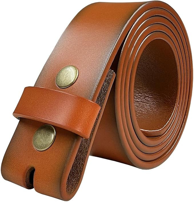 Replacement Belt Strap 100% Genuine Leather Plain Casual Belt Strap with Snaps 1-1/2"(38mm) Wide | Amazon (US)