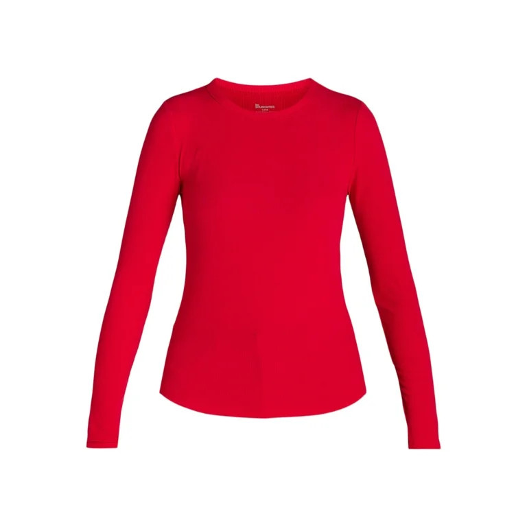 No Boundaries Ribbed Crewneck Tee with Long Sleeves, 1 or 2-Pack, Women's | Walmart (US)