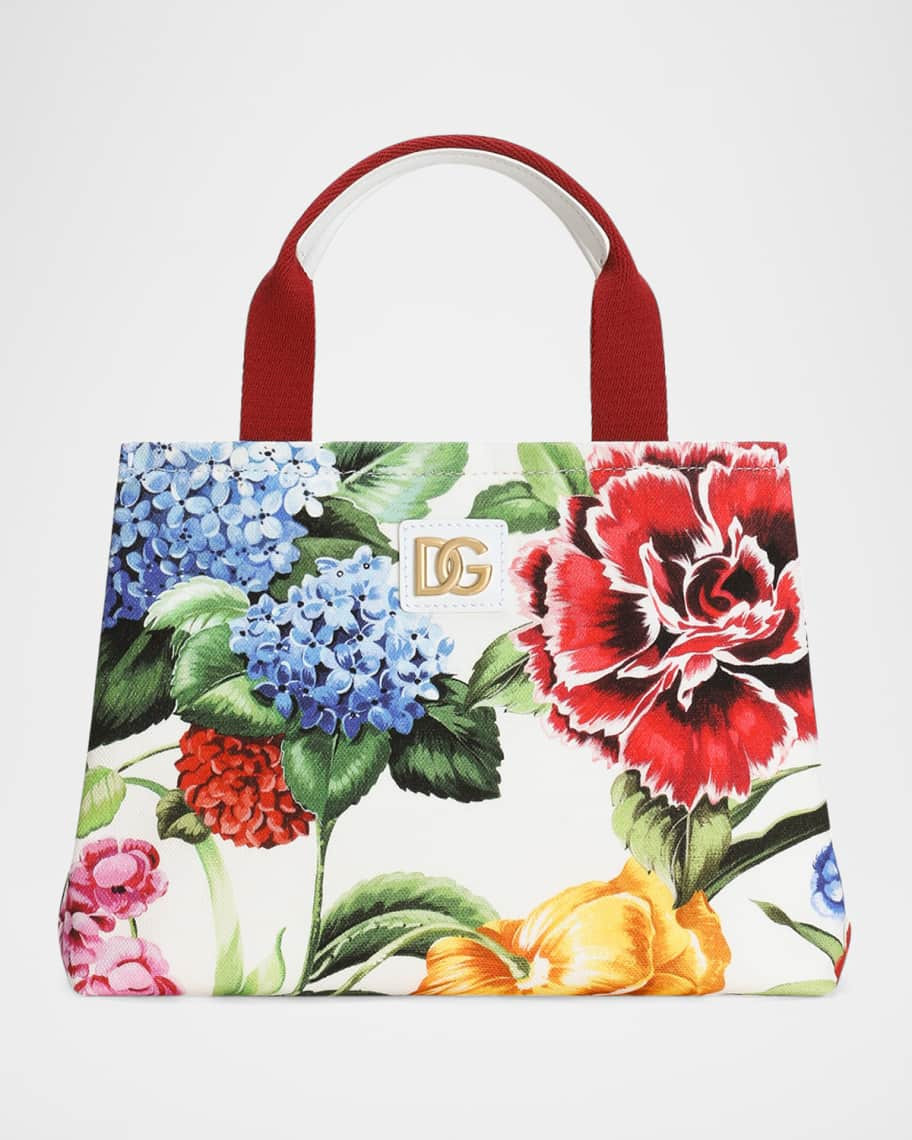 Dolce&Gabbana Kid's Floral-Print Canvas Tote Bag | Neiman Marcus