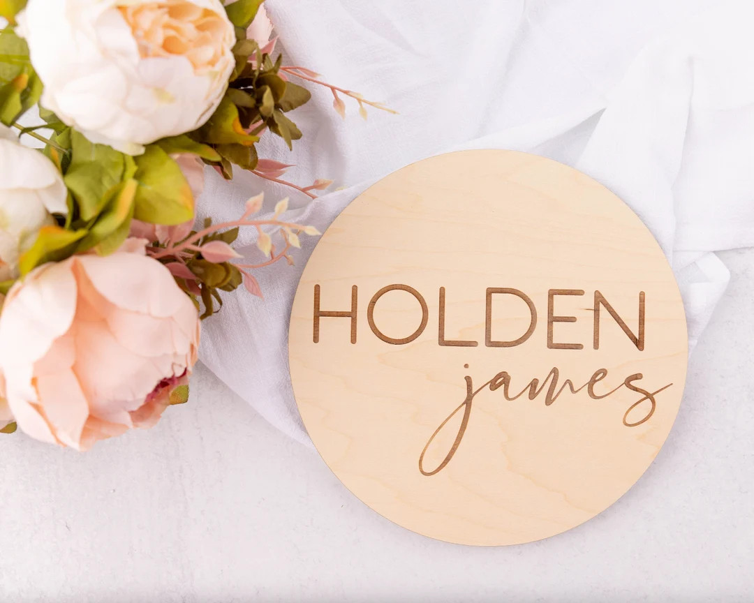 Engraved Baby Name Sign, Newborn Photo Prop, Wooden Name Sign, Modern Birth Announcement, Baby Na... | Etsy (US)