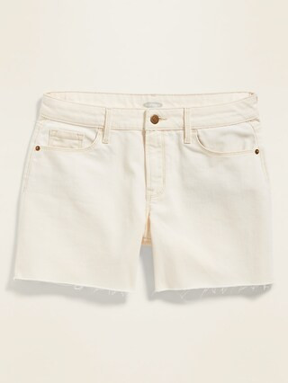 Mid-Rise White Slim Midi Jean Cut-Offs for Women - 5-inch inseam | Old Navy (US)