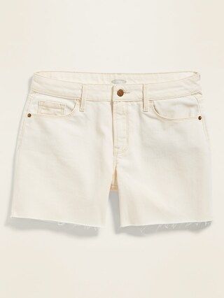 Mid-Rise White Slim Midi Jean Cut-Offs for Women - 5-inch inseam | Old Navy (US)