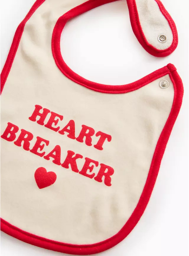 Valentines Beige Heartbreaker Slogan Bib One Size | Tu Clothing