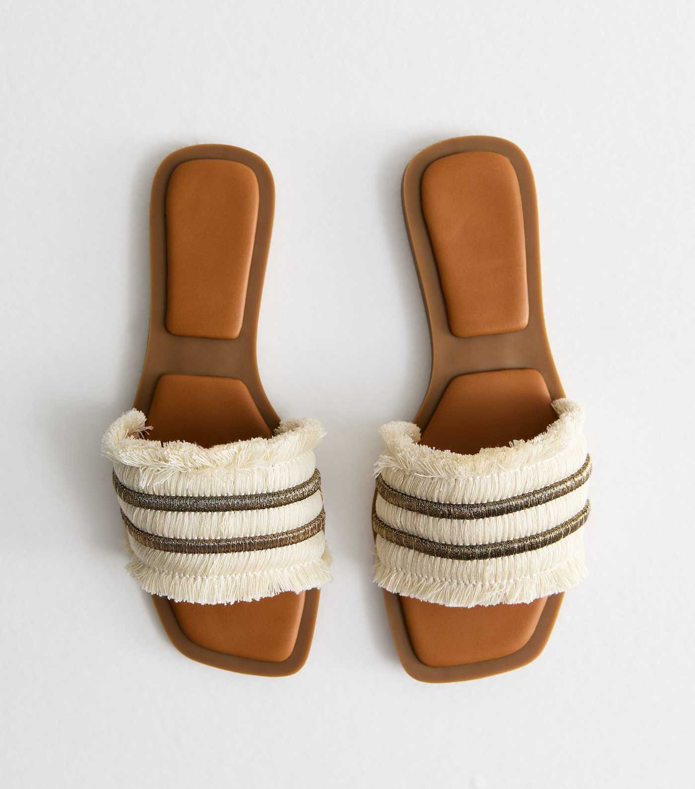 Truffle Off White Fringe Sliders | New Look | New Look (UK)