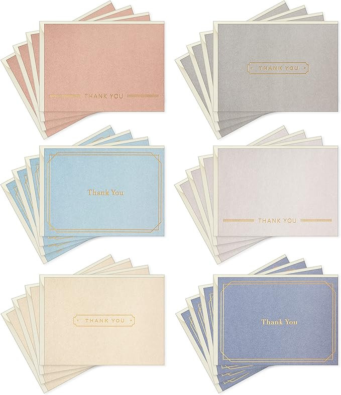 Hallmark Thank you Cards Assortment, Gold Foil Solids (24 Thank You Notes with Envelopes) | Amazon (US)