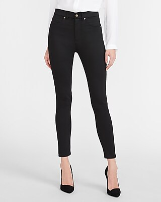 High Waisted Luxe Polished Black Skinny Jeans | Express