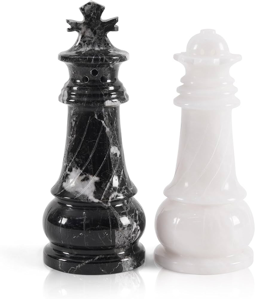 Marble Salt and Pepper Shaker Set, Zebra Black & White Handmade Spice Jars & Salt Cellar for Coun... | Amazon (US)