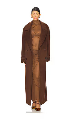 Camila Coelho Agatha Double Breasted Coat in Chocolate Brown from Revolve.com | Revolve Clothing (Global)